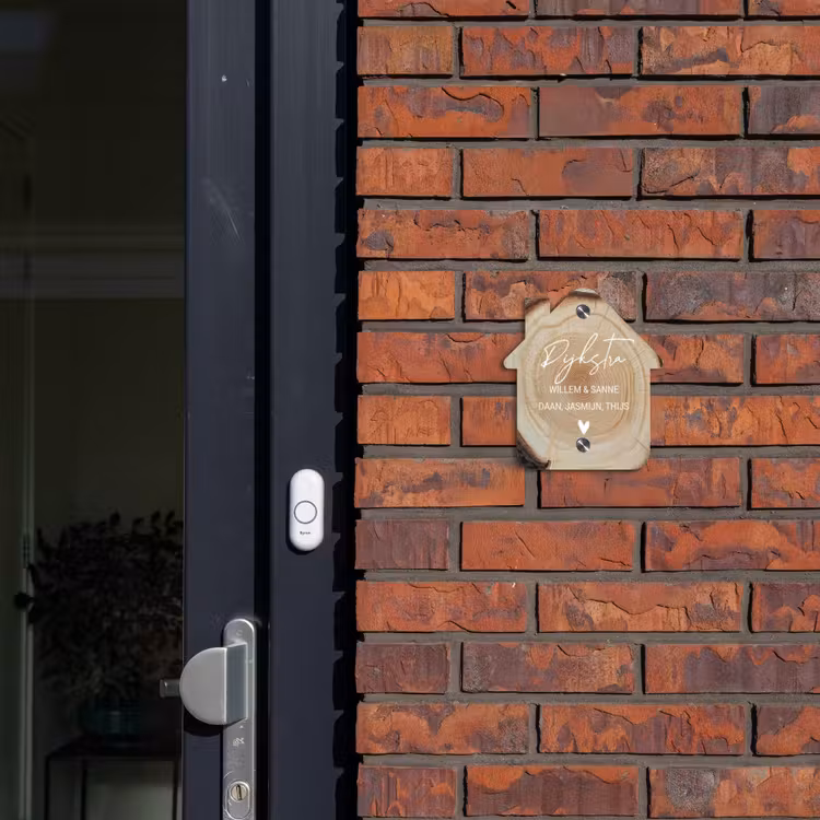 Naambordje voordeur - Huisjesvorm - Boomschijf - Sierlijk — 3