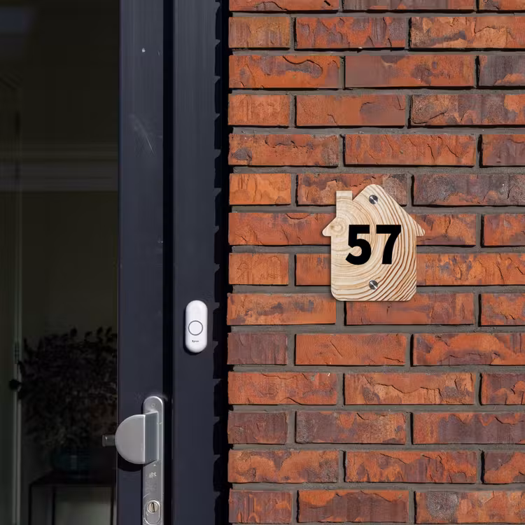 Naambordje voordeur - Huisjesvorm - Houten nerf - Traditioneel — 3