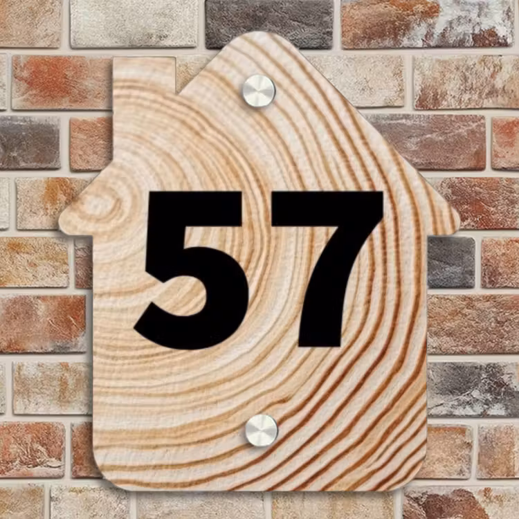 Naambordje voordeur - Huisjesvorm - Houten nerf - Traditioneel — 4