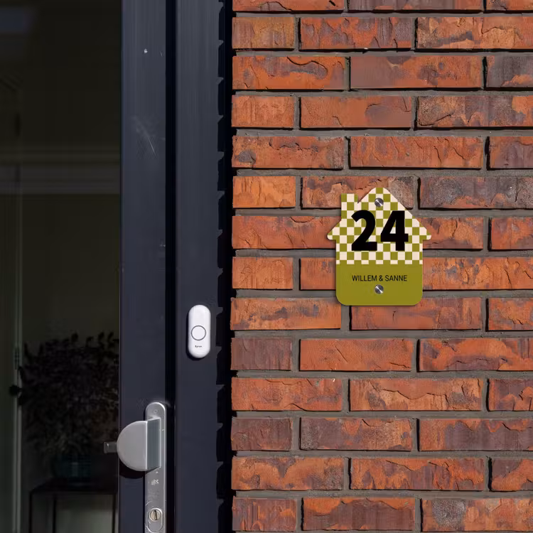 Naambordje voordeur - Huisjesvorm - Olijfgroen - Blokjes - Klassiek — 3