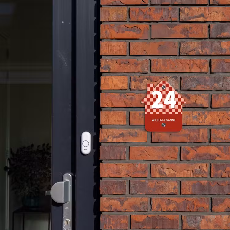 Naambordje voordeur - Huisjesvorm - Rood - Blokjes - Klassiek — 3