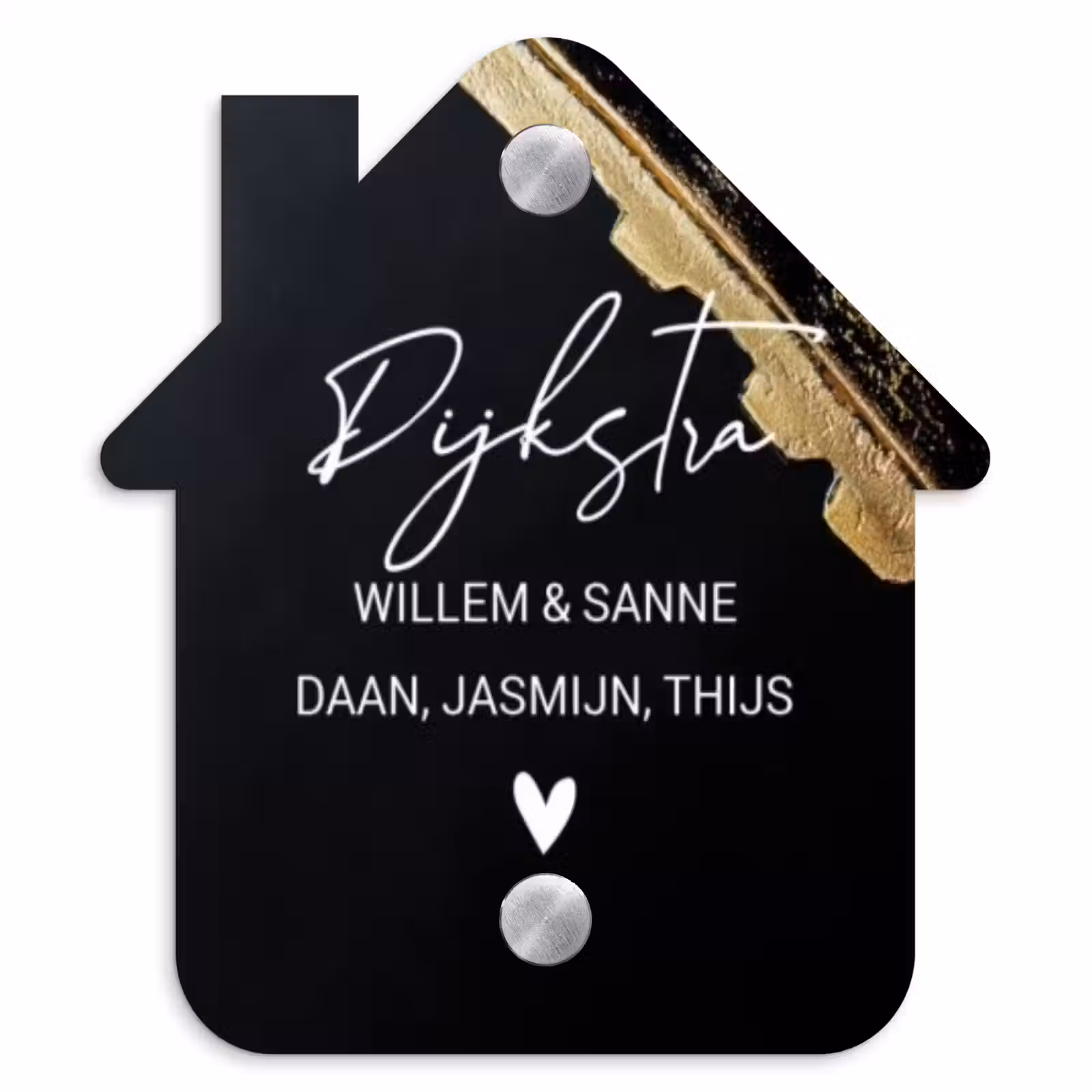 Naambordje voordeur - Huisjesvorm - Gouden hoek - Sierlijk — 1