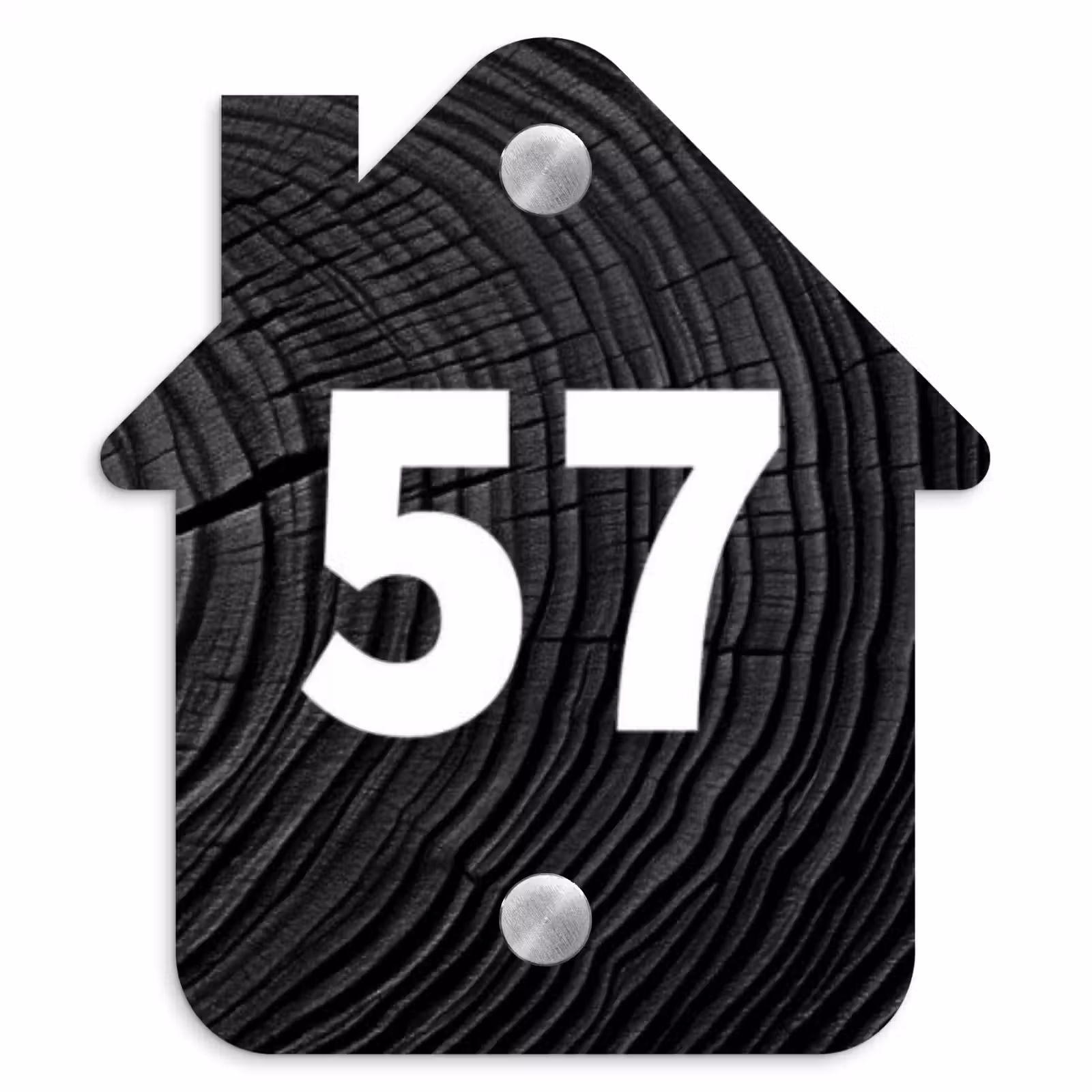 Naambordje voordeur - Huisjesvorm - Zwarte houten nerf - Traditioneel — 1