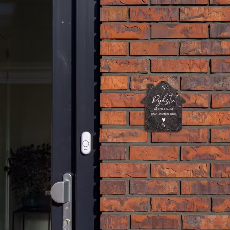 Naambordje voordeur - Huisjesvorm - Gebarsten steen - Sierlijk — 3