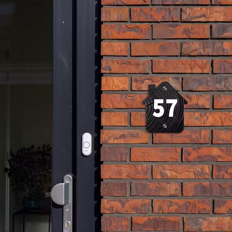 Naambordje voordeur - Huisjesvorm - Zwarte houten nerf - Traditioneel — 3