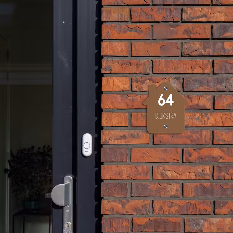 Naambordje voordeur - Huisjesvorm - Bruin- Modern — 3