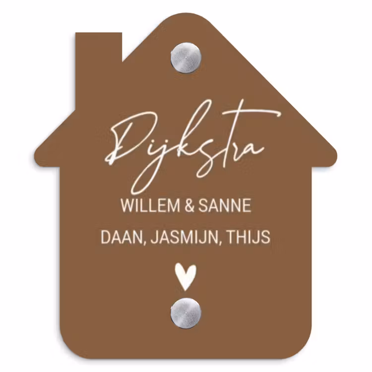 Naambordje voordeur - Huisjesvorm - Bruin - Sierlijk — 1