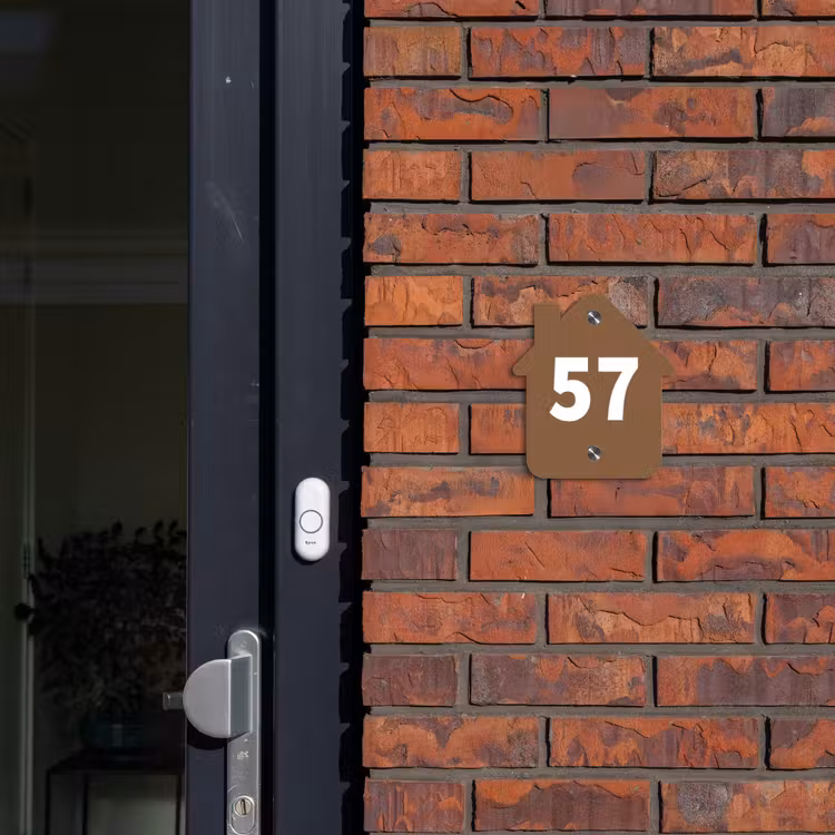 Naambordje voordeur - Huisjesvorm - Bruin- Traditioneel — 3