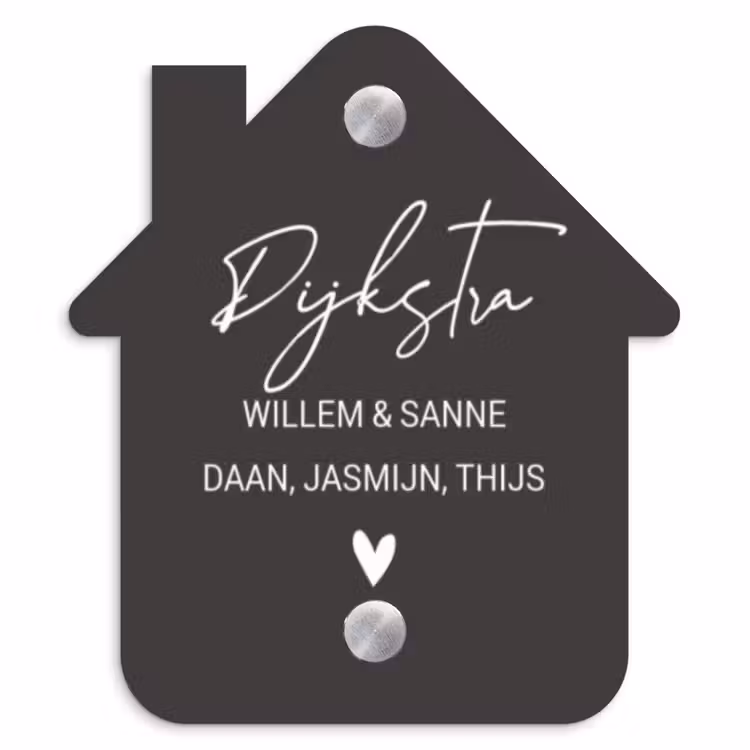 Naambordje voordeur - Huisjesvorm - Donkergrijs - Sierlijk — 1