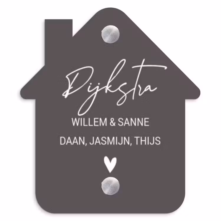 Naambordje voordeur - Huisjesvorm - Grijs - Sierlijk — 1