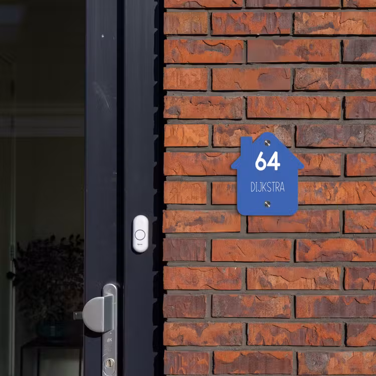 Naambordje voordeur - Huisjesvorm - Kobaltblauw - Modern — 3