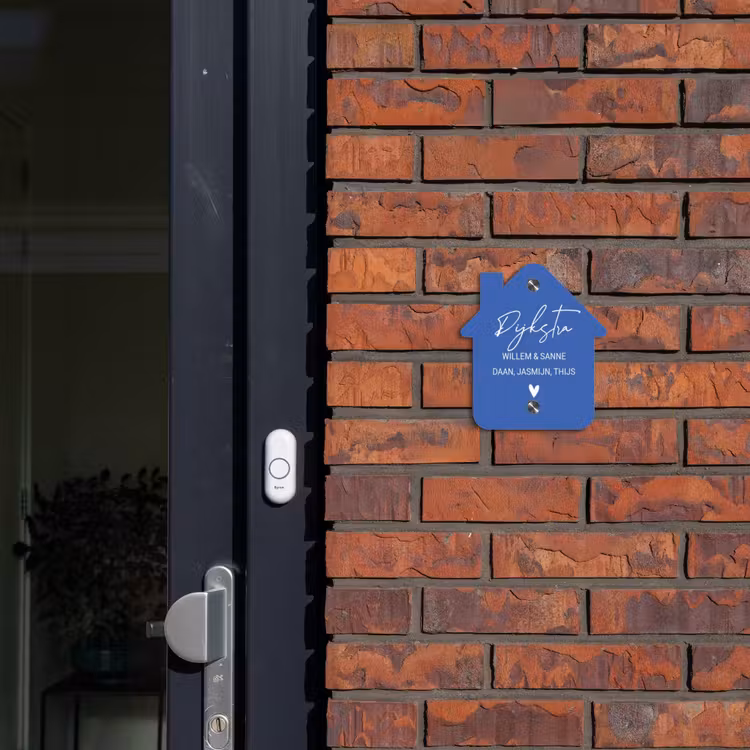 Naambordje voordeur - Huisjesvorm - Kobaltblauw - Sierlijk — 3