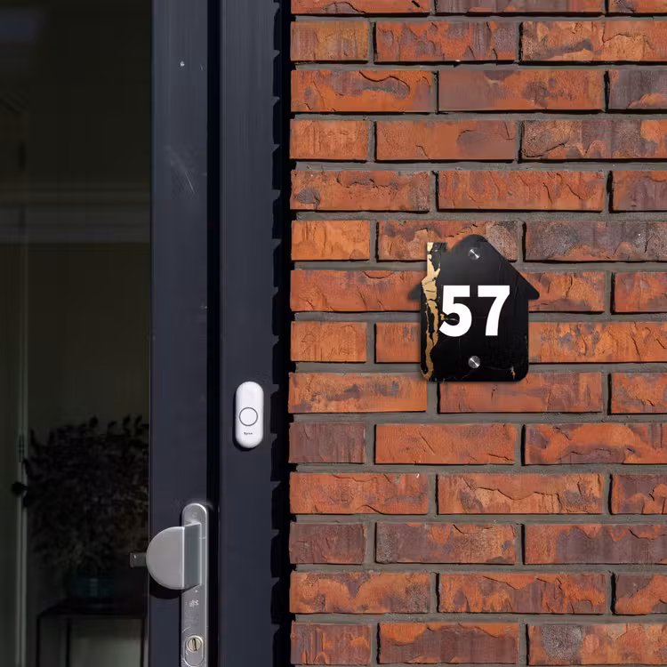Naambordje voordeur - Huisjesvorm - Zwart goud structuur - Traditioneel — 3