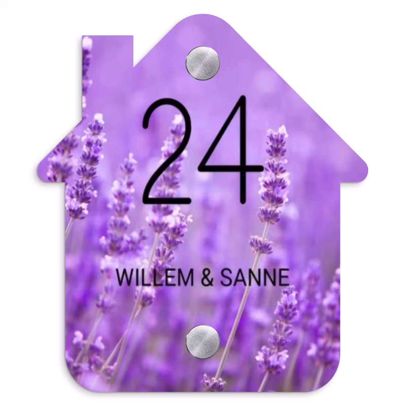 Naambordje voordeur - Huisjesvorm - Lavendel - Klassiek — 1