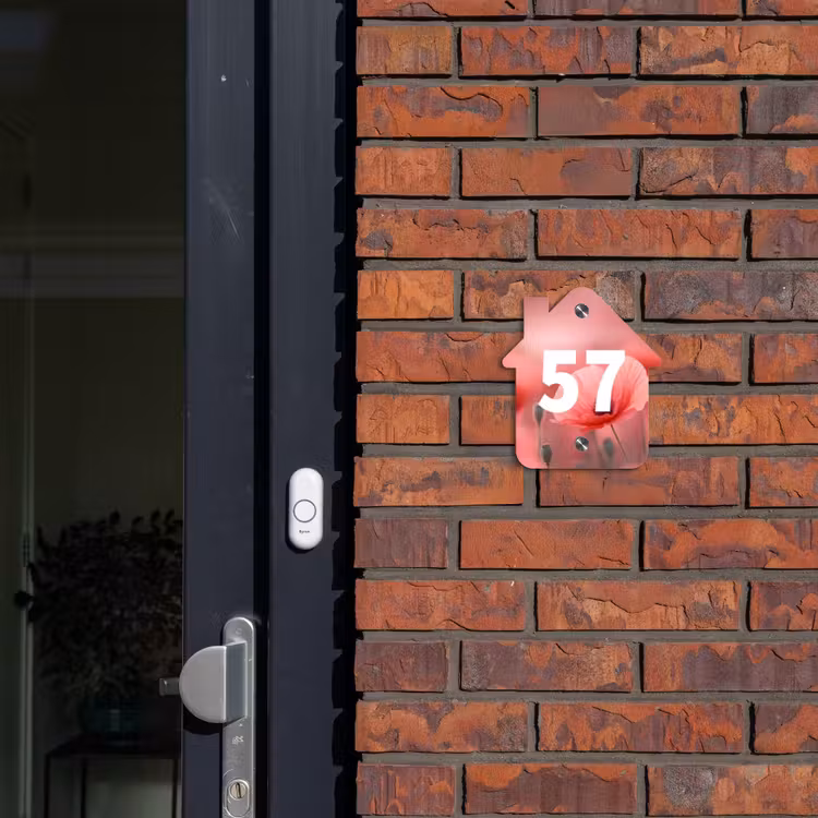 Naambordje voordeur - Huisjesvorm - Klaproos - Traditioneel — 3