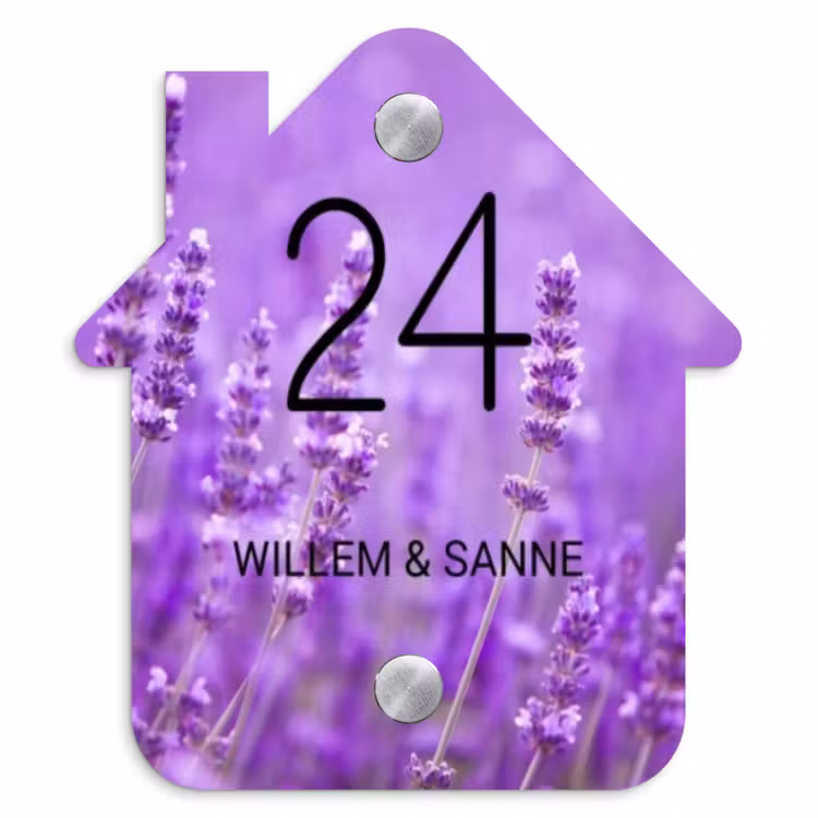Naambordje voordeur - Huisjesvorm - Lavendel - Klassiek — 1