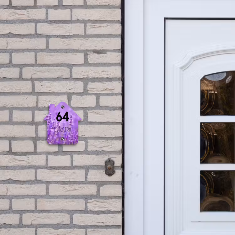 Naambordje voordeur - Huisjesvorm - Lavendel - Modern — 2
