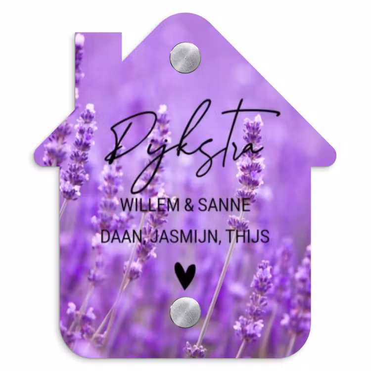 Naambordje voordeur - Huisjesvorm - Lavendel - Sierlijk — 1