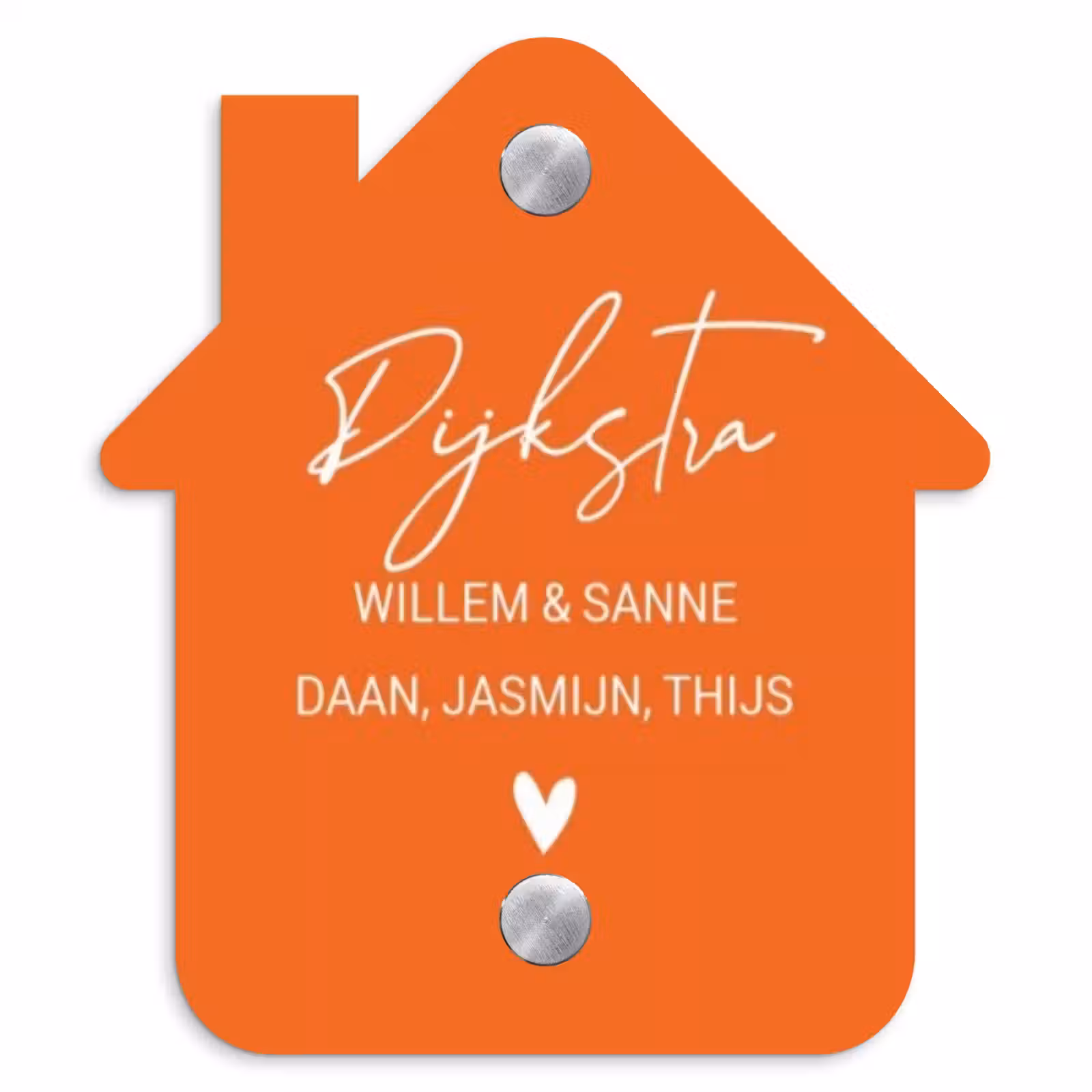 Naambordje voordeur - Huisjesvorm - Oranje - Sierlijk — 1