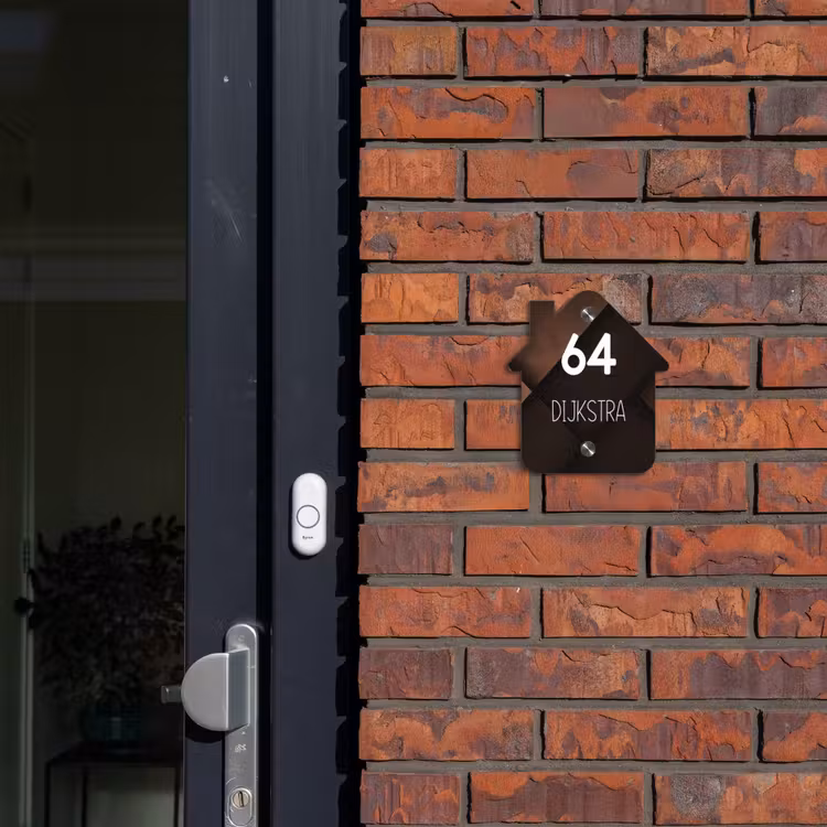 Naambordje voordeur - Huisjesvorm - Bruine vlakken - Modern — 3