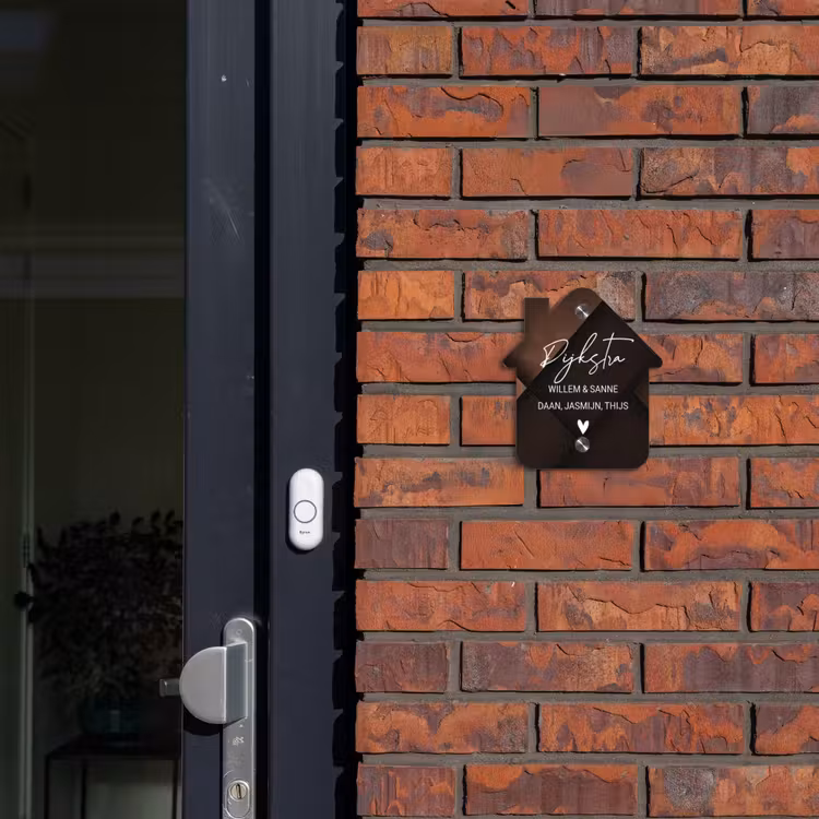 Naambordje voordeur - Huisjesvorm - Bruine vlakken - Sierlijk — 3