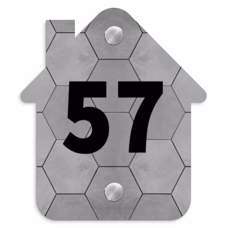 Naambordje voordeur - Huisjesvorm - Grijze tegels - Traditioneel — 1