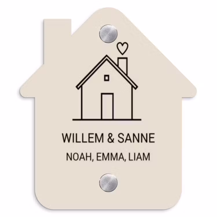Naambordje voordeur - Huisjesvorm - Huis illustratie - Klassiek — 1