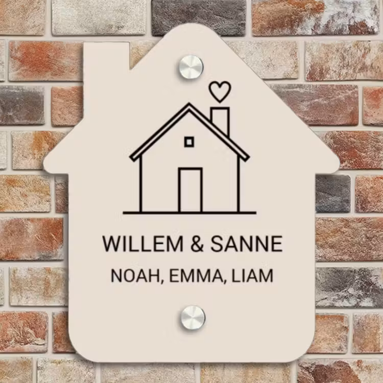 Naambordje voordeur - Huisjesvorm - Huis illustratie - Klassiek — 4