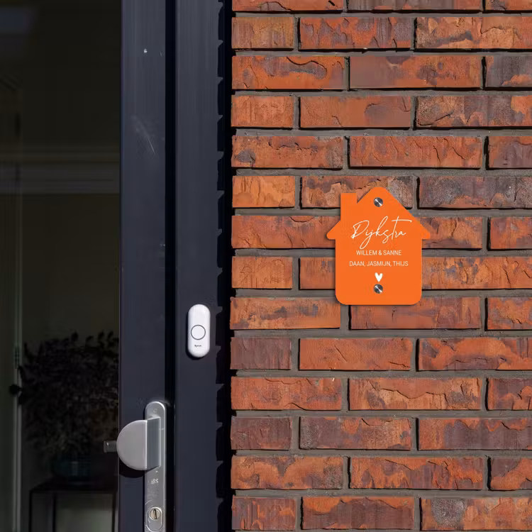 Naambordje voordeur - Huisjesvorm - Oranje - Sierlijk — 3