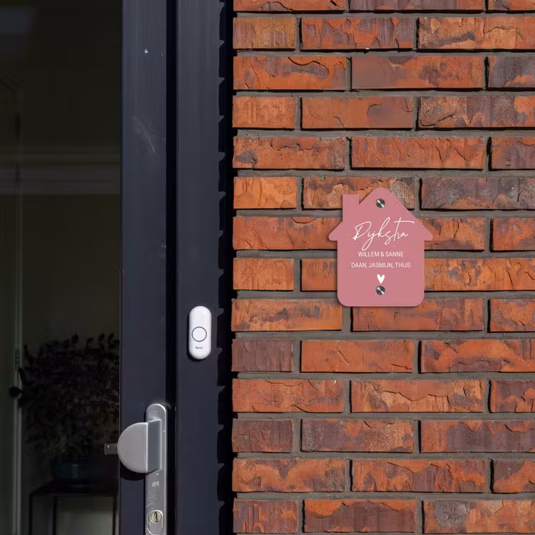 Naambordje voordeur - Huisjesvorm - Oudroze - Sierlijk — 3