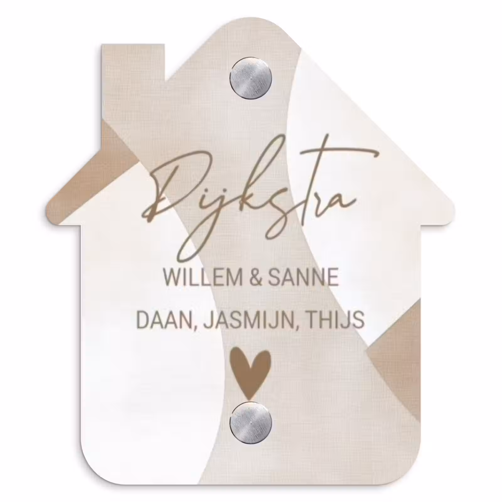 Naambordje voordeur - Huisjesvorm - Abstract beige - Sierlijk — 1