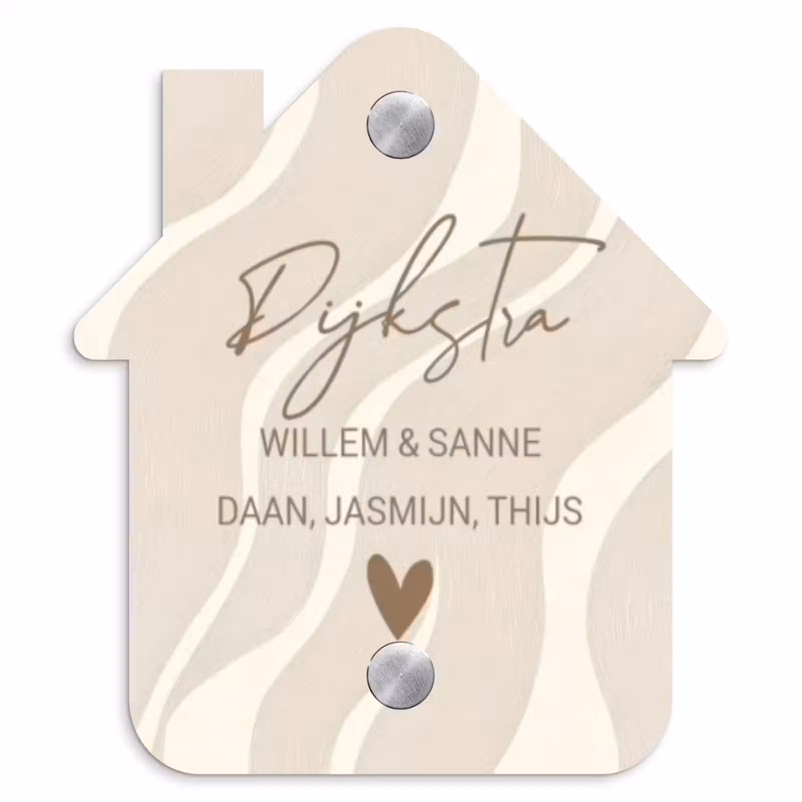 Naambordje voordeur - Huisjesvorm - Beige golven - Sierlijk — 1