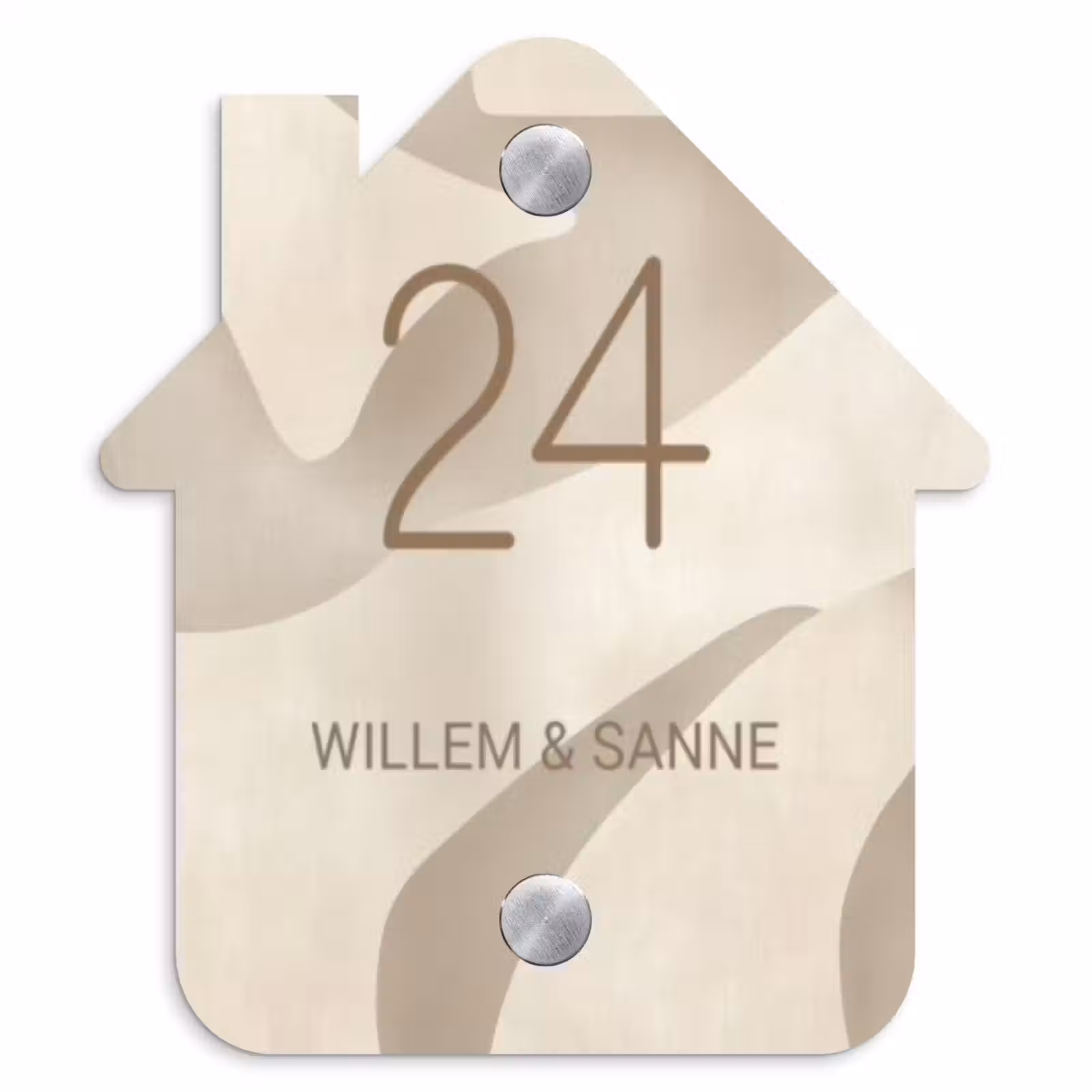 Naambordje voordeur - Huisjesvorm - Beige organisch - Klassiek — 1