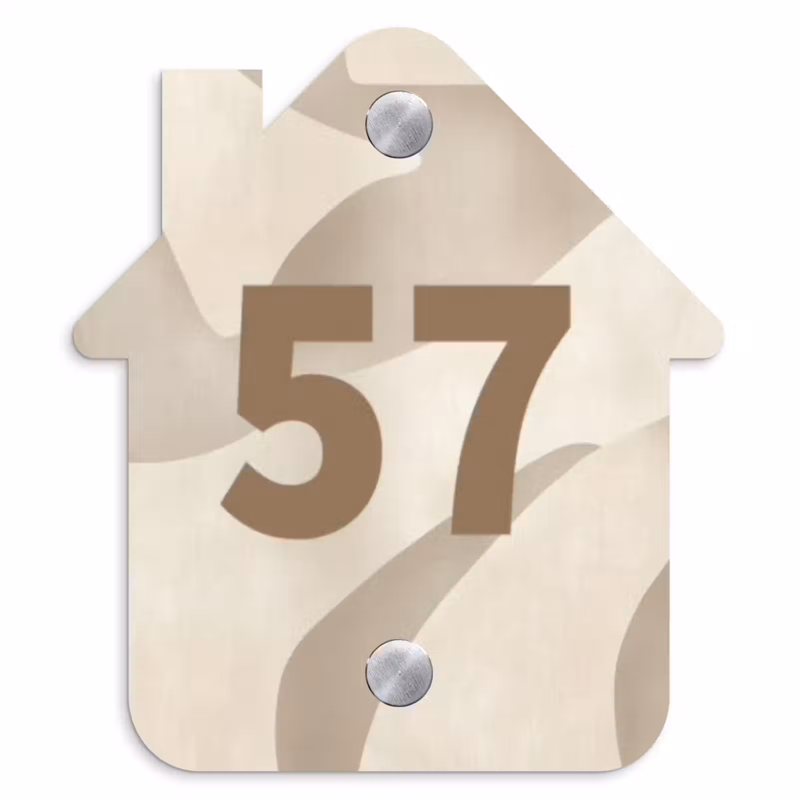 Naambordje voordeur - Huisjesvorm - Beige organisch - Traditioneel — 1