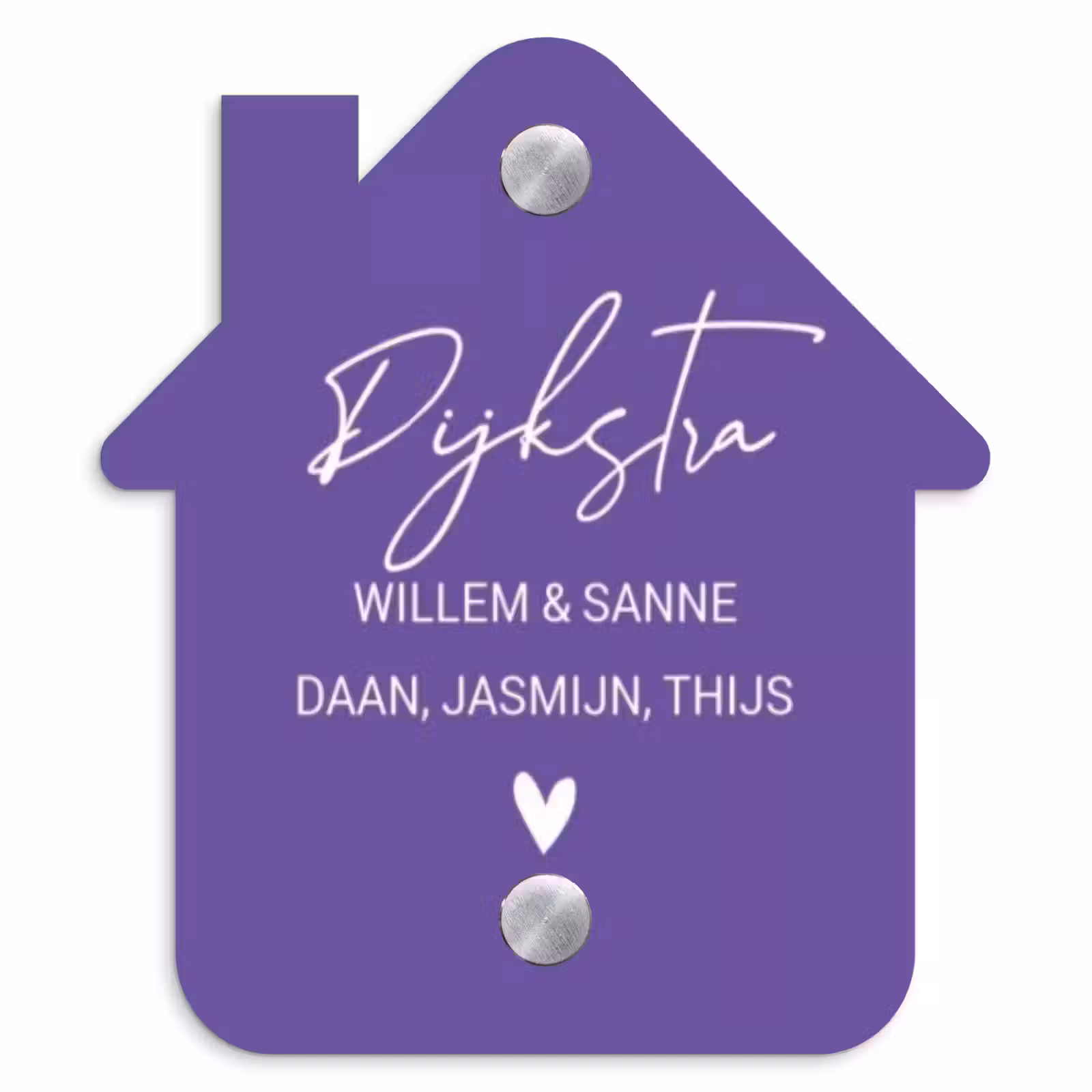 Naambordje voordeur - Huisjesvorm - Donkerpaars - Sierlijk — 1