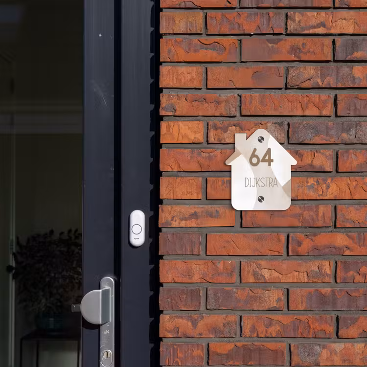 Naambordje voordeur - Huisjesvorm - Abstract beige - Modern — 3