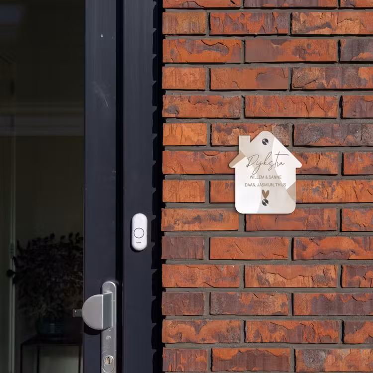 Naambordje voordeur - Huisjesvorm - Abstract beige - Sierlijk — 3