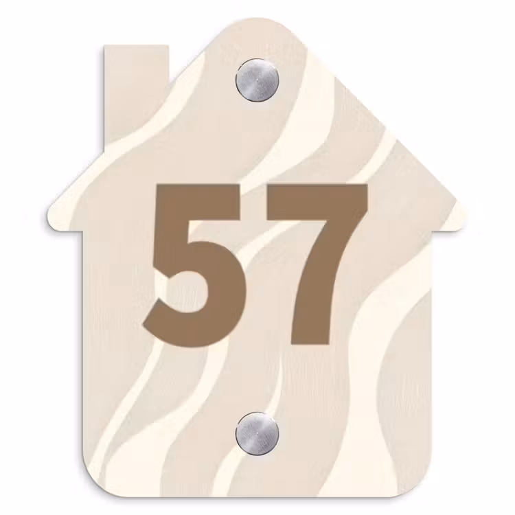 Naambordje voordeur - Huisjesvorm - Beige golven - Traditioneel — 1
