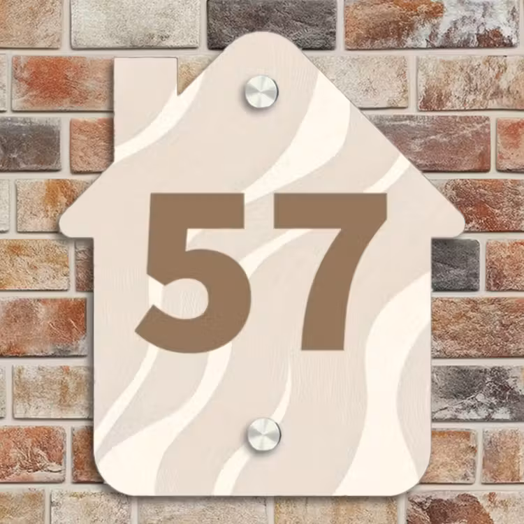 Naambordje voordeur - Huisjesvorm - Beige golven - Traditioneel — 4