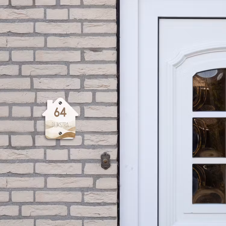 Naambordje voordeur - Huisjesvorm - Beige landschap - Modern — 2