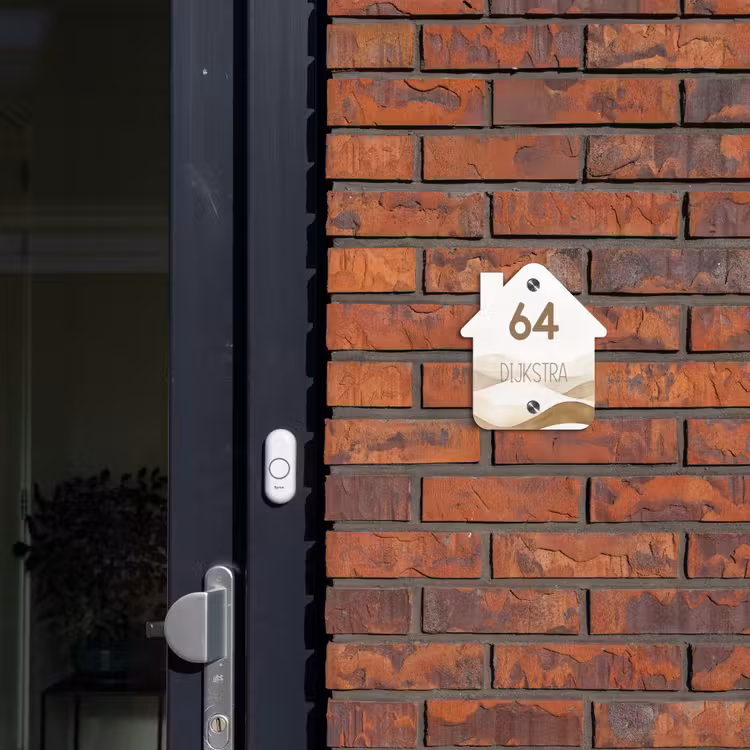Naambordje voordeur - Huisjesvorm - Beige landschap - Modern — 3
