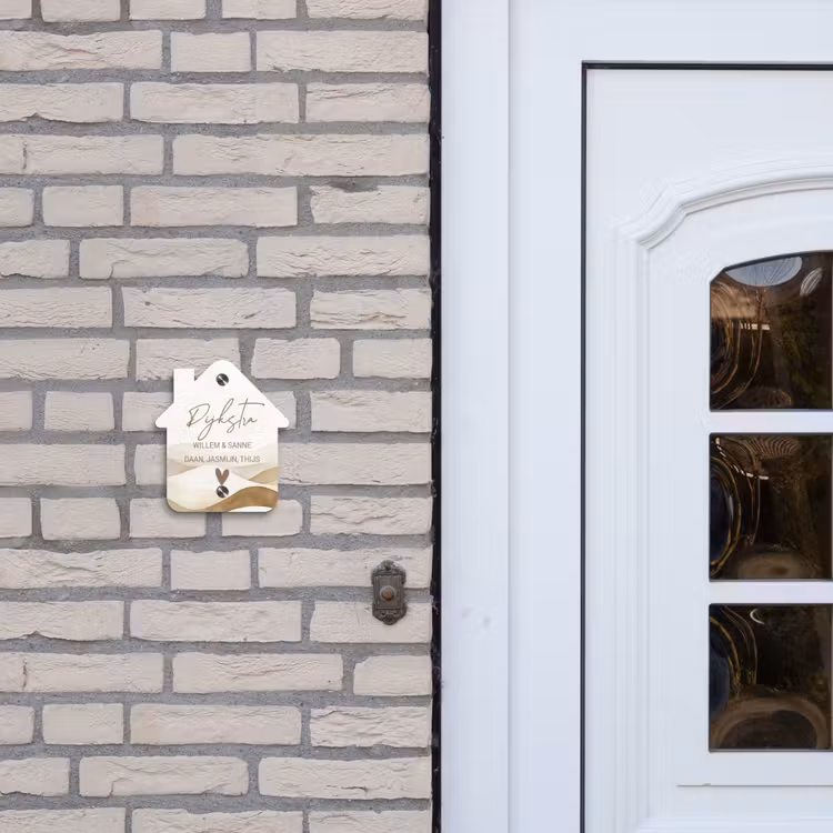 Naambordje voordeur - Huisjesvorm - Beige landschap - Sierlijk — 2