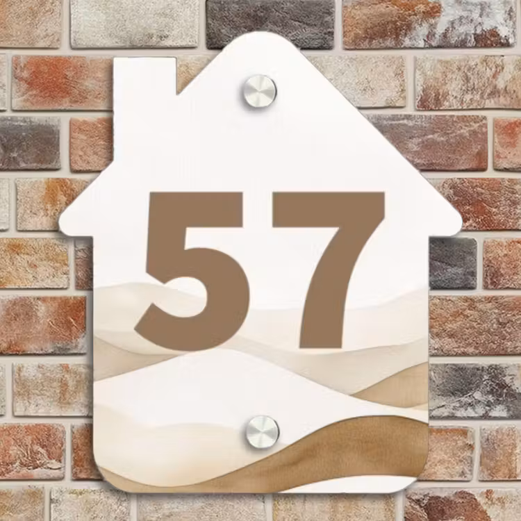 Naambordje voordeur - Huisjesvorm - Beige landschap - Traditioneel — 4