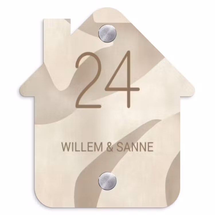 Naambordje voordeur - Huisjesvorm - Beige organisch - Klassiek — 1