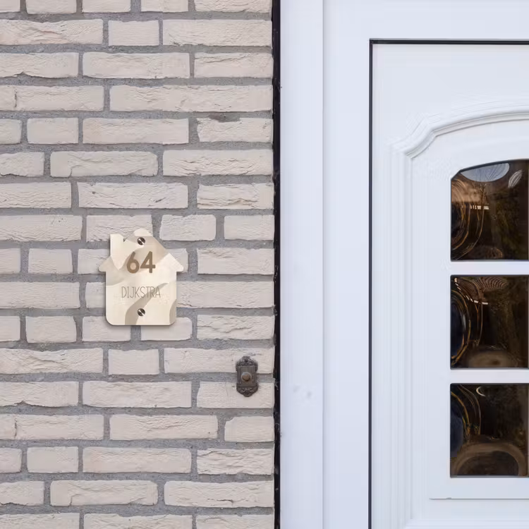 Naambordje voordeur - Huisjesvorm - Beige organisch - Modern — 2