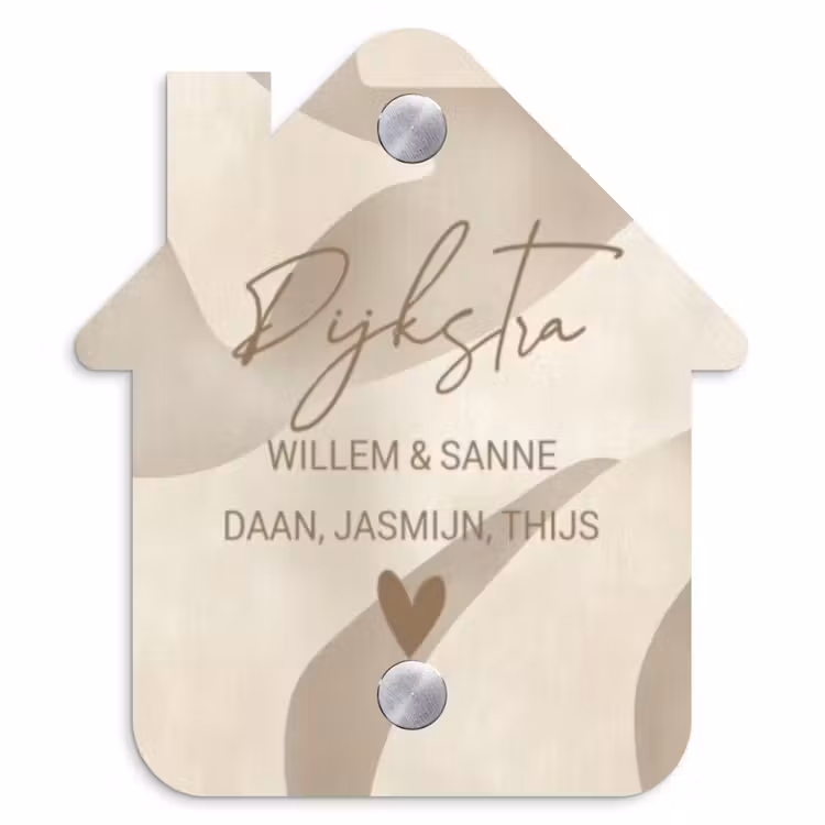 Naambordje voordeur - Huisjesvorm - Beige organisch - Sierlijk — 1