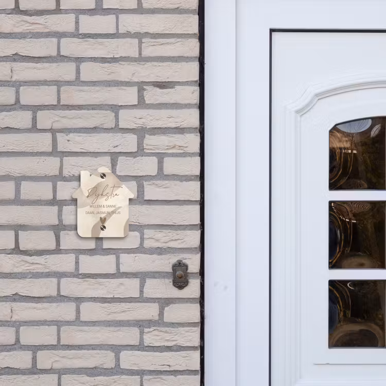 Naambordje voordeur - Huisjesvorm - Beige organisch - Sierlijk — 2