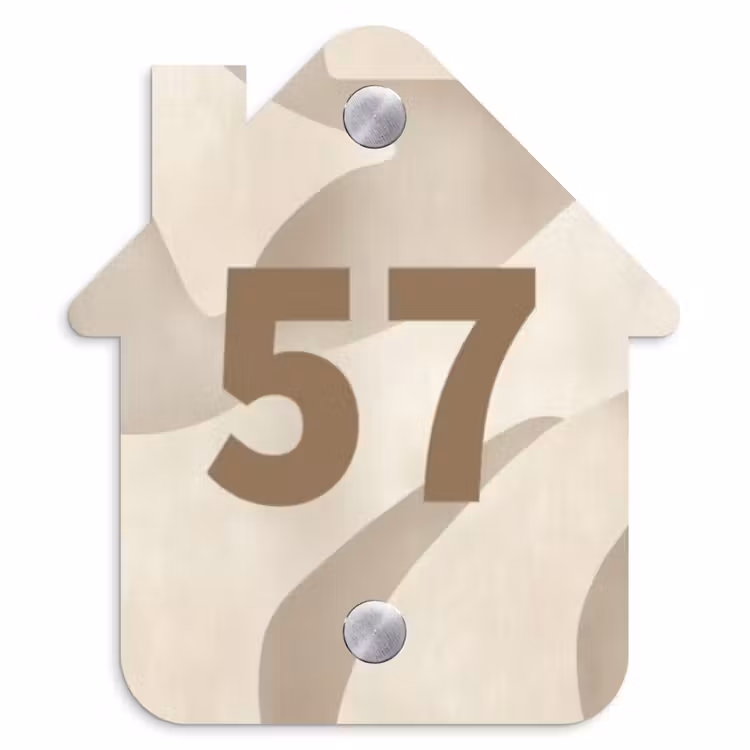 Naambordje voordeur - Huisjesvorm - Beige organisch - Traditioneel — 1
