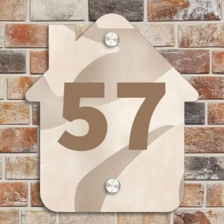 Naambordje voordeur - Huisjesvorm - Beige organisch - Traditioneel — 4