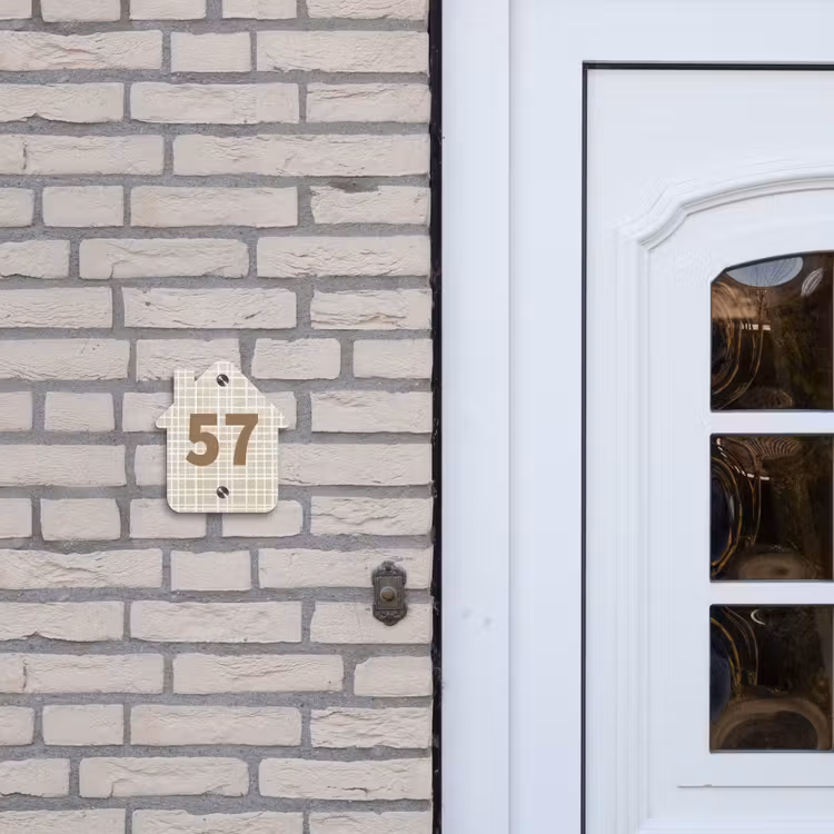 Naambordje voordeur - Huisjesvorm - Beige raster - Traditioneel — 2